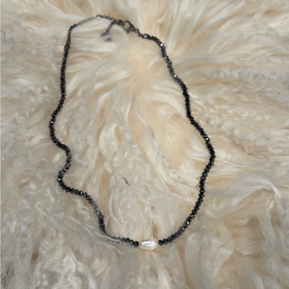 Marlyn Schiff Black and White Beaded Necklace